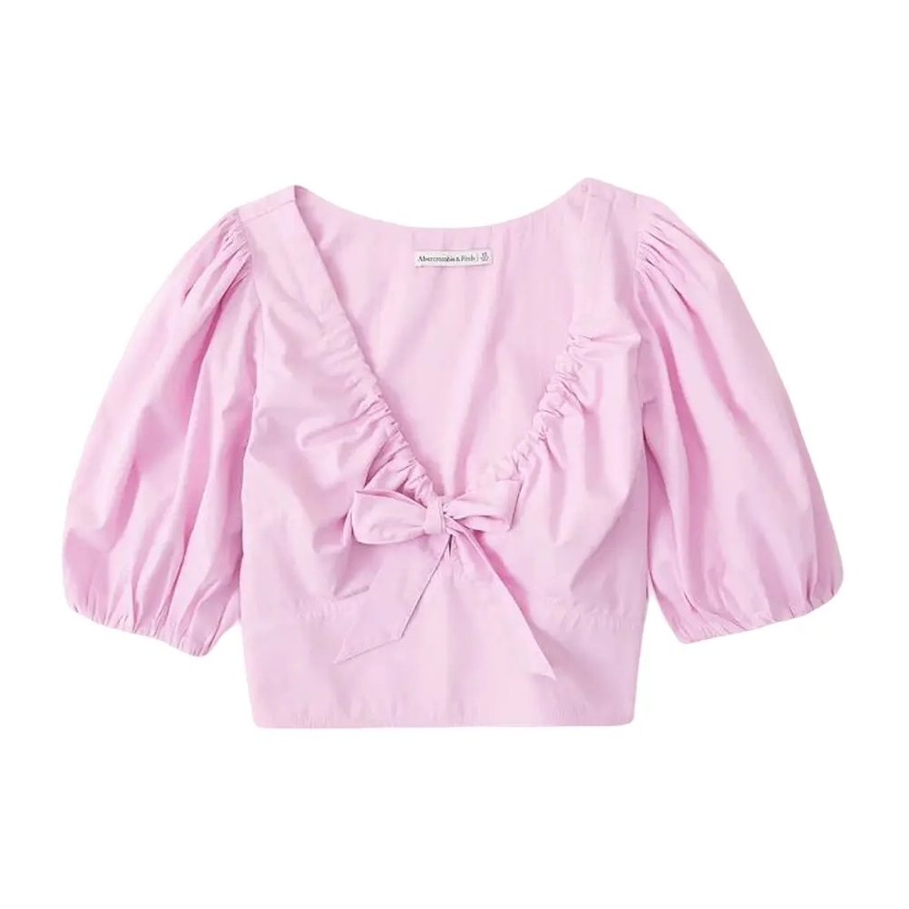 Abercrombie and Fitch Tie-Front Puff Sleeve Top